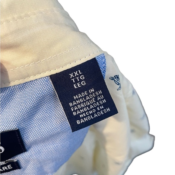 Chaps Easy Care Men’s Yellow Blue Sea Turtle Coastal Ocean Beach Vacation Shirt - Picture 7 of 8